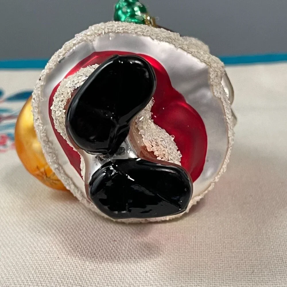 Vintage Santa Claus Christmas Ornament Handcrafted Glass Wreath‎ List Toys
